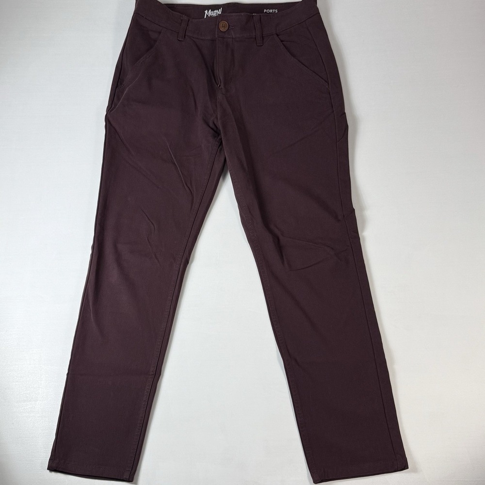Mugsy Ports Chino Pants Mens 31x30 Maroon Stretch Burgundy Casual Workwear - Picture 2 of 7